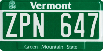 VT license plate ZPN647