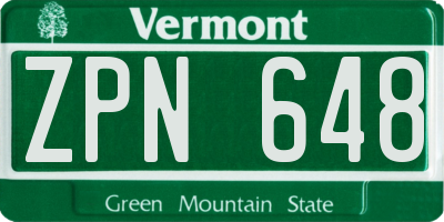VT license plate ZPN648