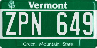 VT license plate ZPN649