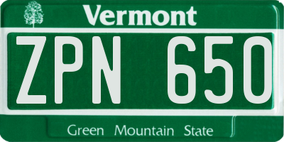 VT license plate ZPN650