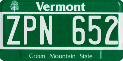 VT license plate ZPN652