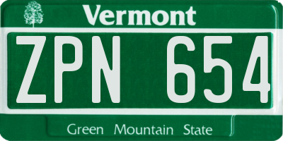 VT license plate ZPN654