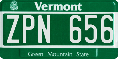 VT license plate ZPN656