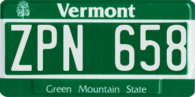 VT license plate ZPN658