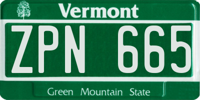 VT license plate ZPN665
