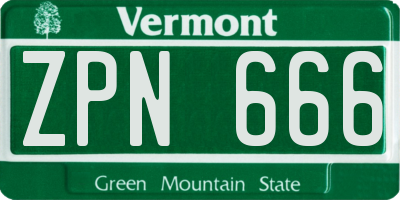 VT license plate ZPN666