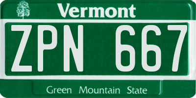 VT license plate ZPN667