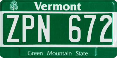 VT license plate ZPN672