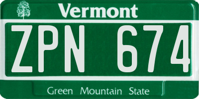 VT license plate ZPN674