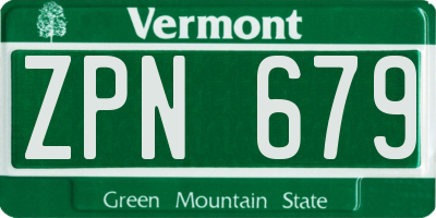 VT license plate ZPN679