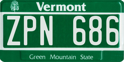 VT license plate ZPN686