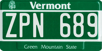 VT license plate ZPN689