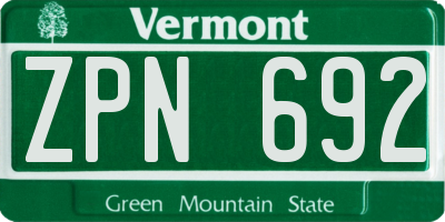 VT license plate ZPN692