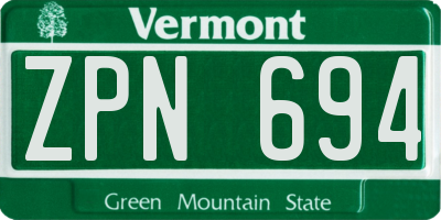 VT license plate ZPN694