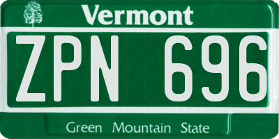 VT license plate ZPN696