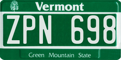 VT license plate ZPN698