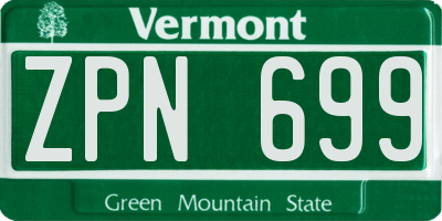 VT license plate ZPN699