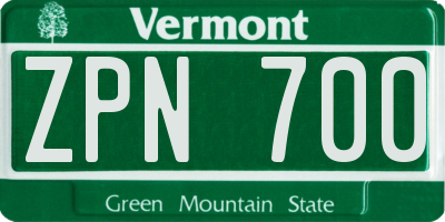 VT license plate ZPN700
