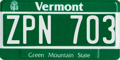VT license plate ZPN703