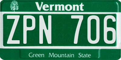 VT license plate ZPN706