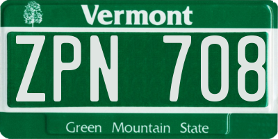 VT license plate ZPN708