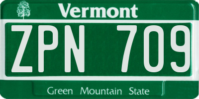 VT license plate ZPN709