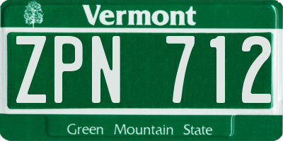 VT license plate ZPN712