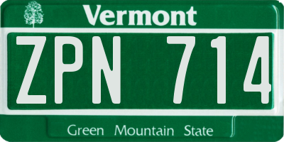 VT license plate ZPN714