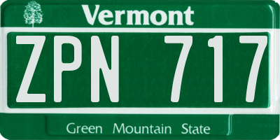 VT license plate ZPN717