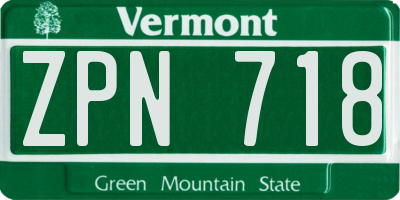 VT license plate ZPN718