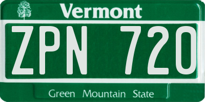 VT license plate ZPN720