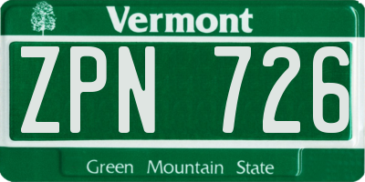 VT license plate ZPN726