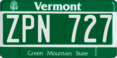 VT license plate ZPN727