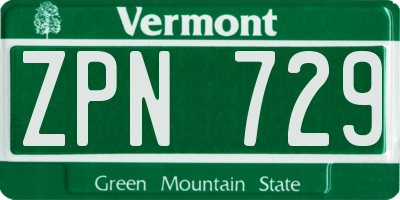 VT license plate ZPN729