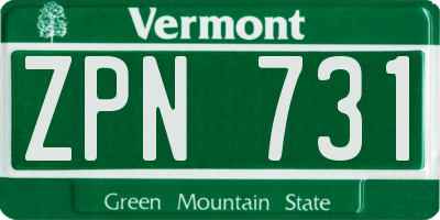VT license plate ZPN731
