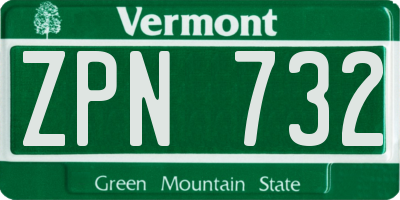 VT license plate ZPN732