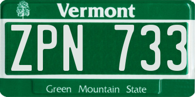 VT license plate ZPN733