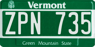 VT license plate ZPN735