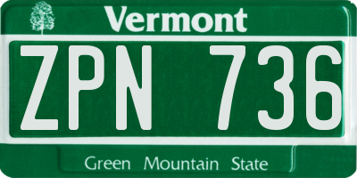 VT license plate ZPN736