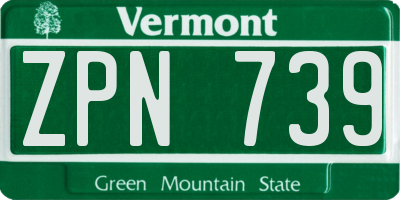 VT license plate ZPN739
