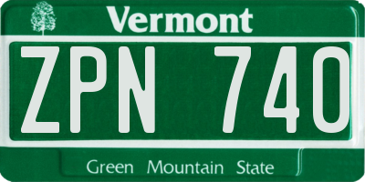 VT license plate ZPN740