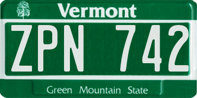 VT license plate ZPN742