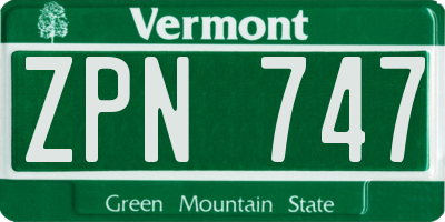 VT license plate ZPN747