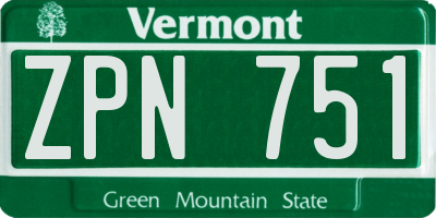 VT license plate ZPN751