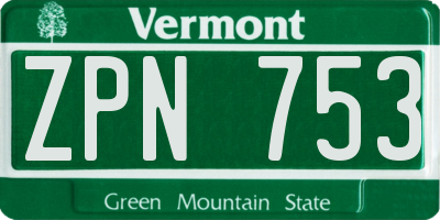 VT license plate ZPN753