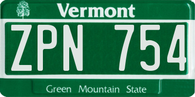 VT license plate ZPN754