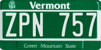 VT license plate ZPN757