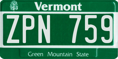 VT license plate ZPN759