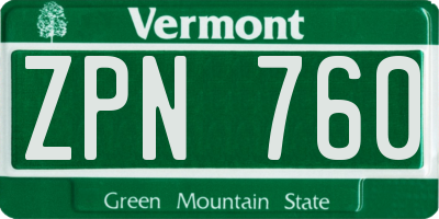 VT license plate ZPN760