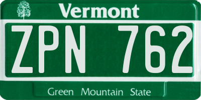 VT license plate ZPN762